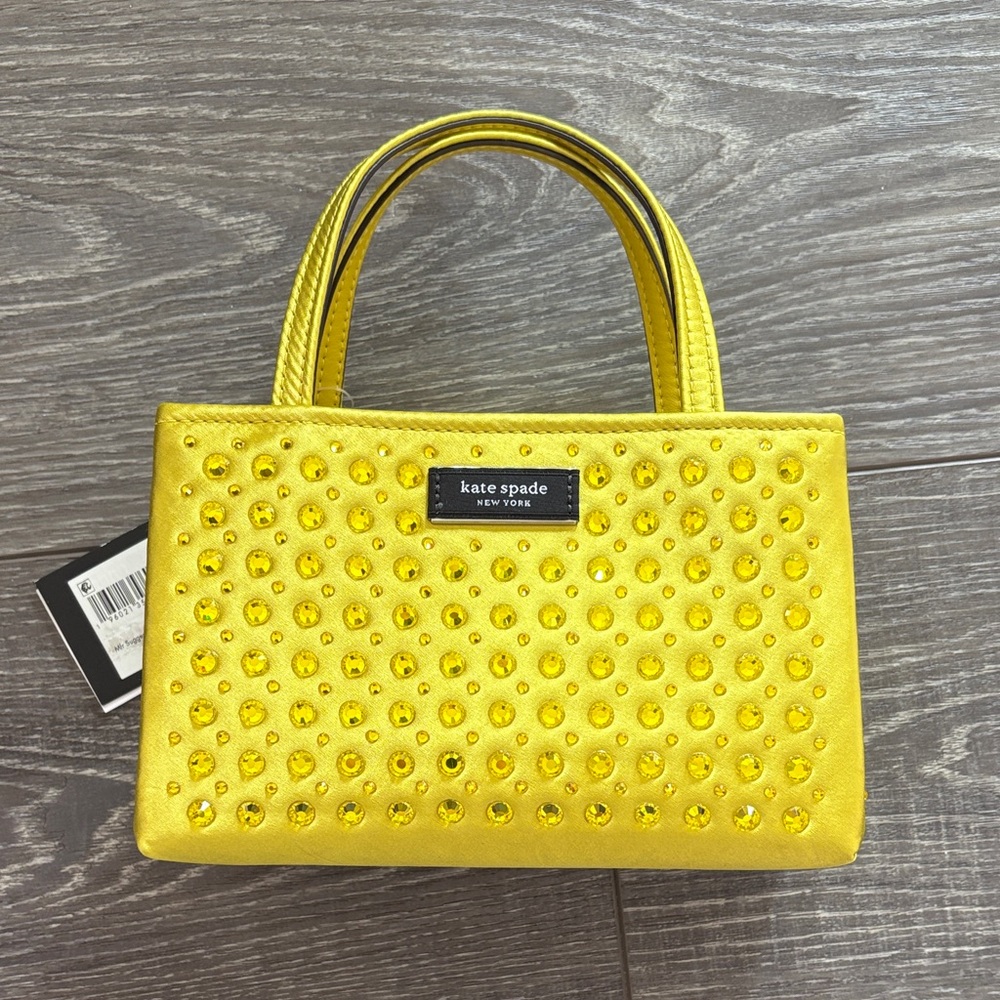 NEW Kate Spade Sam ICON Yellow crystal embellished Tote